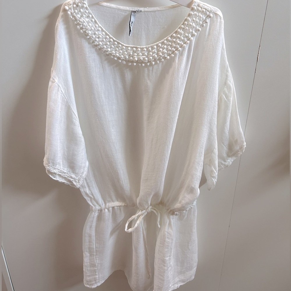 Michael Stars White Linen Swim Cover Up Size M